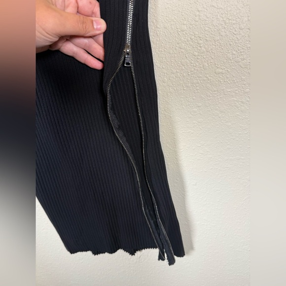 Cotton Citizens Ibiza Black Ribbed Midi Skirt Side Zipper Slit Small - Picture 6 of 10